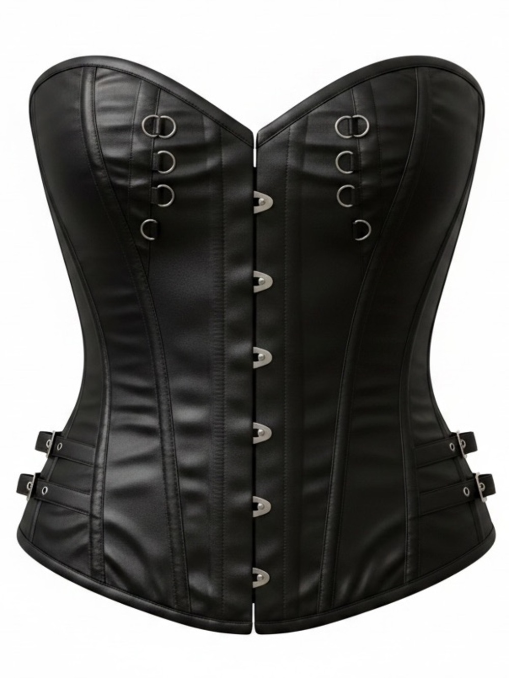 ❤️ Professional Gothic Steampunk Black Satin Overbust Steel Boned Corset